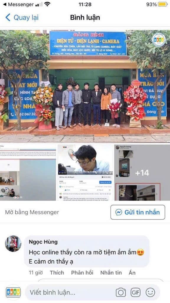 Học viên Ngọc Hùng học online rồi khai trương cửa hàng điện tử – điện lạnh – camera