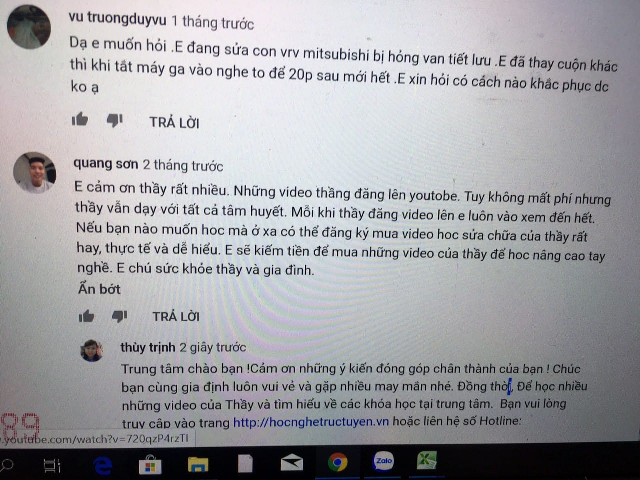 Bình luận trên YouTube: video của thầy không mất phí nhưng vẫn dạy bằng tất cả tâm huyết